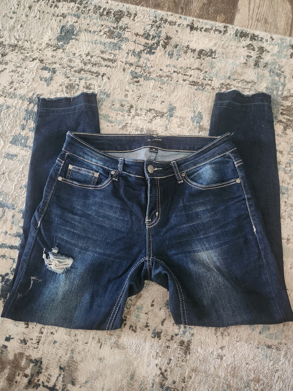Dark Indigo Distressed Women’s Jeans - Classic Stretch Fit